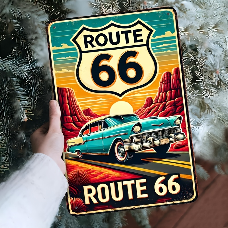 Home Gym Outdoor - Vintage Route 66 Metal Sign -
