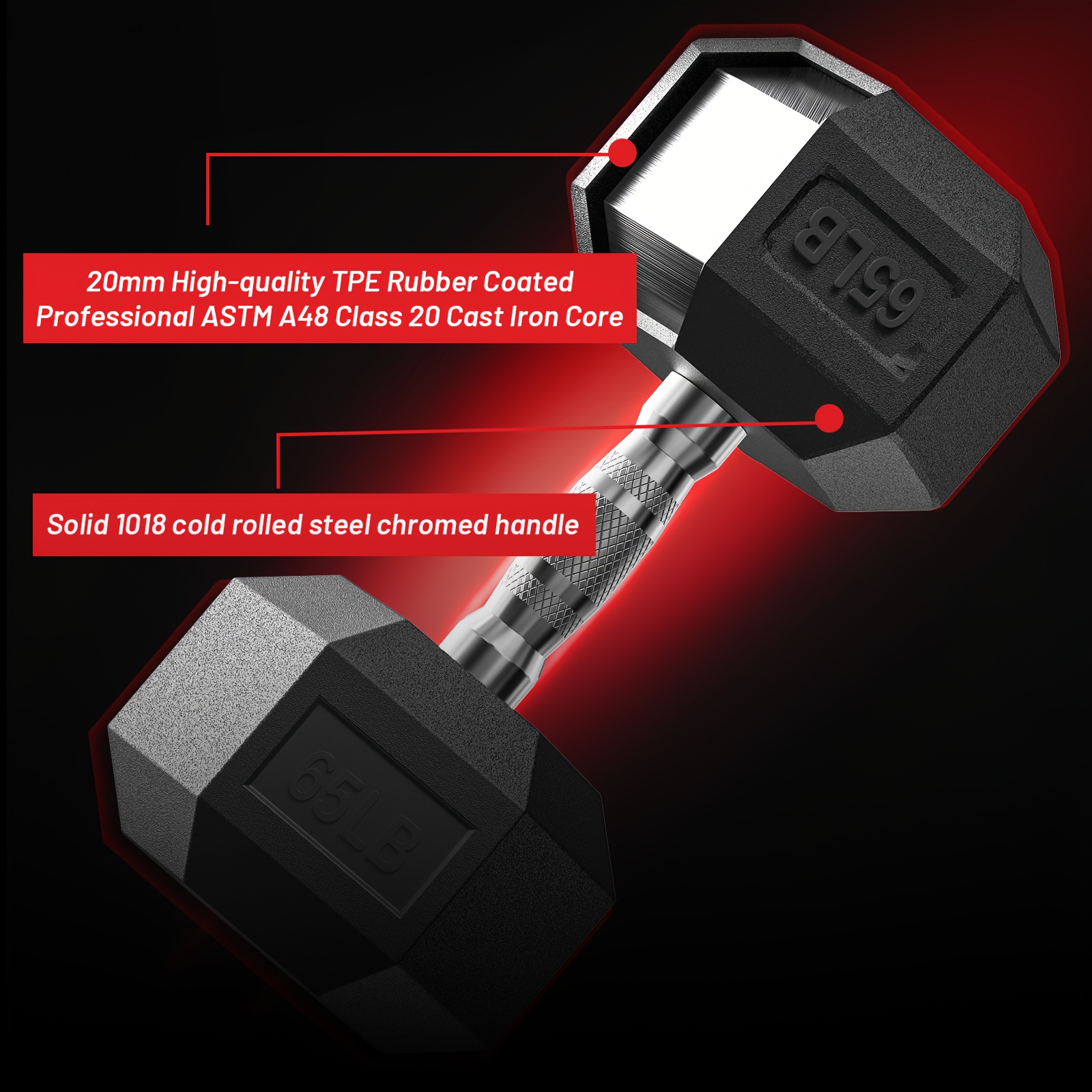 40-355LB HEX Dumbbell Set Rubb - Home Gym Dumbbell Workout incelemesi ve fiyatı