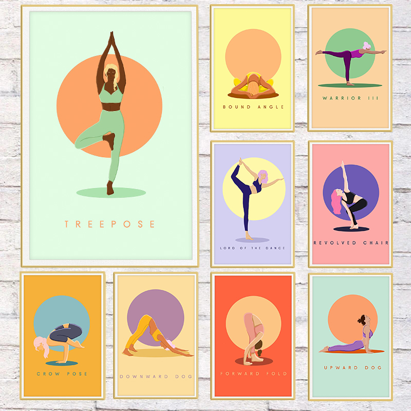 Modern Abstract Yoga Poses Pos - Home Gym Yoga Room incelemesi ve fiyatı