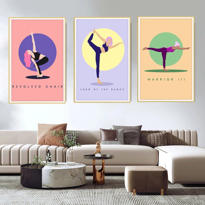 Modern Abstract Yoga Poses Pos - Home Gym Yoga Room incelemesi ve fiyatı