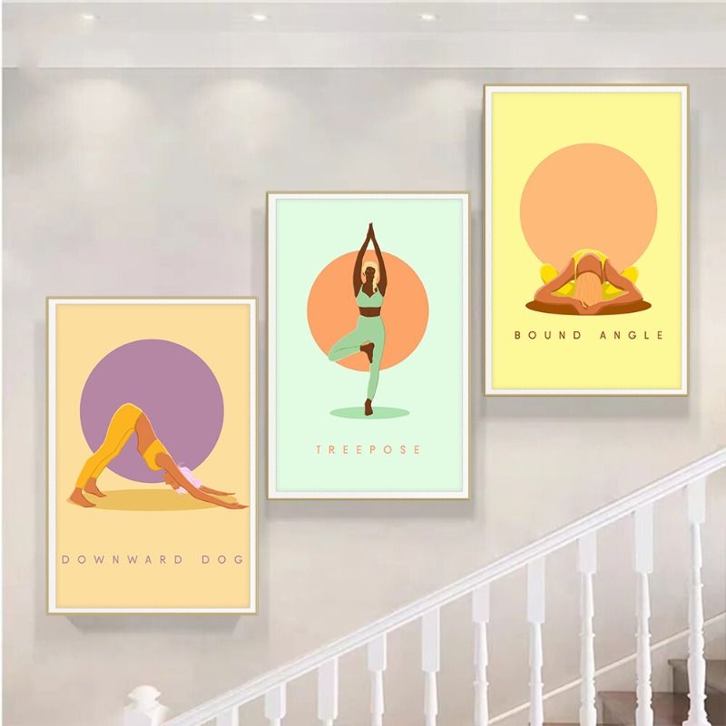 Modern Abstract Yoga Poses Pos - Home Gym Yoga Room incelemesi ve fiyatı