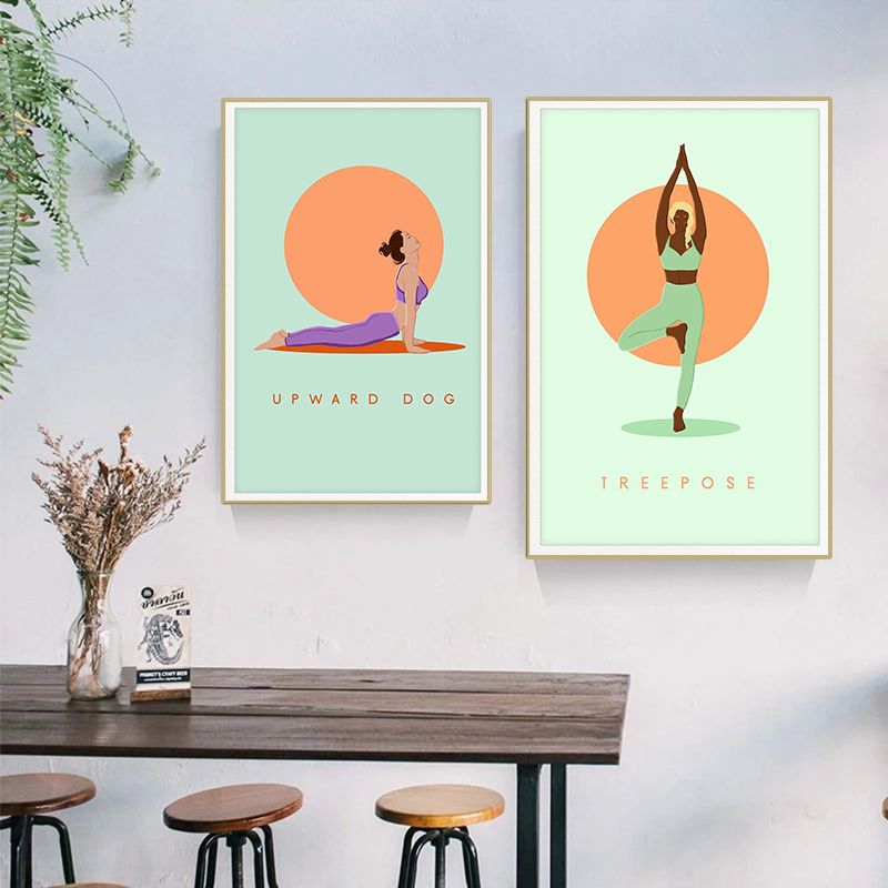 Modern Abstract Yoga Poses Pos - Home Gym Yoga Room incelemesi ve fiyatı