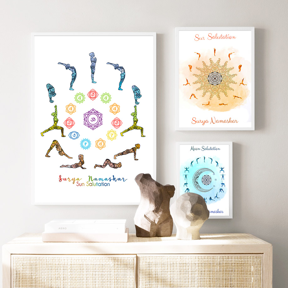 Yoga Pose Sun Moon Salutation  - Home Gym Yoga Room incelemesi ve fiyatı
