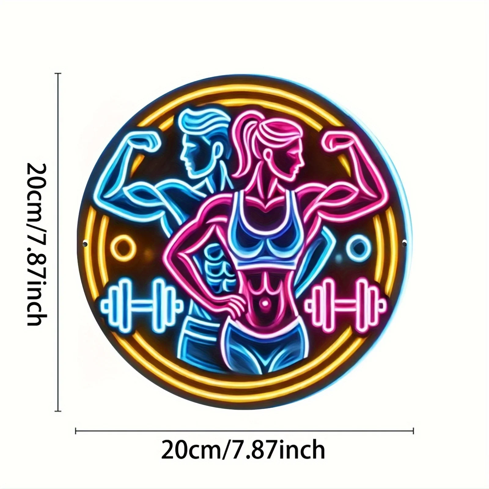 2D Metal Sign Fitness Gym Neon - Home Gym Dumbbell Workout incelemesi ve fiyatı