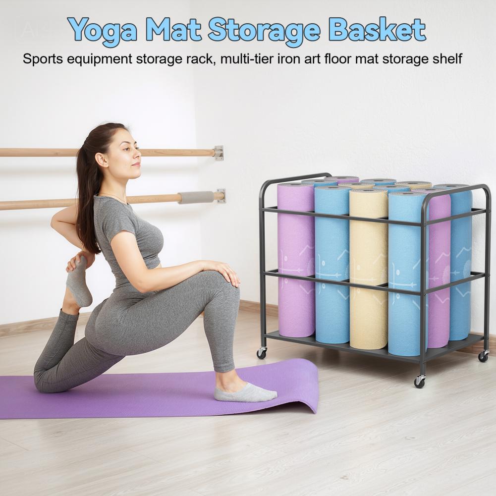 Yoga Mat Storage Rack with Whe - Home Gym Yoga Room incelemesi ve fiyatı