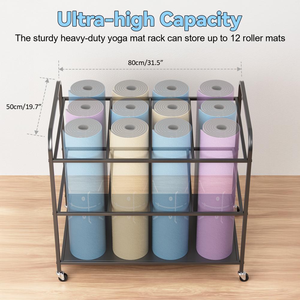 Yoga Mat Storage Rack with Whe - Home Gym Yoga Room incelemesi ve fiyatı